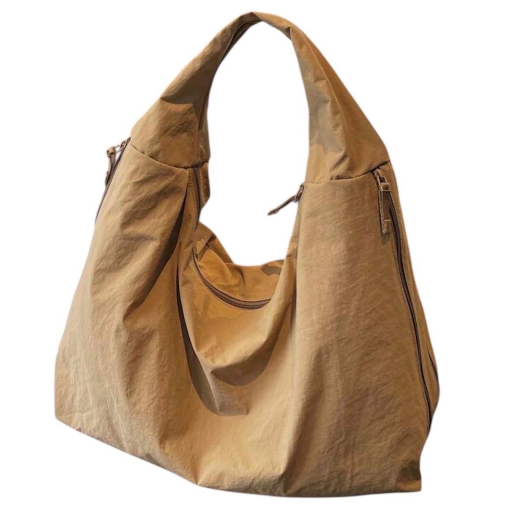 Minimalist Slouchy Crescent Shoulder Bag - Tan - Large Capacity - New
